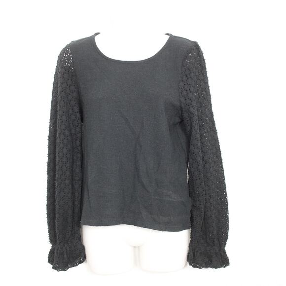 Madewell Texture & Thread Eyelet Mix Ruffle-Sleeve Top Size S - Picture 1 of 4